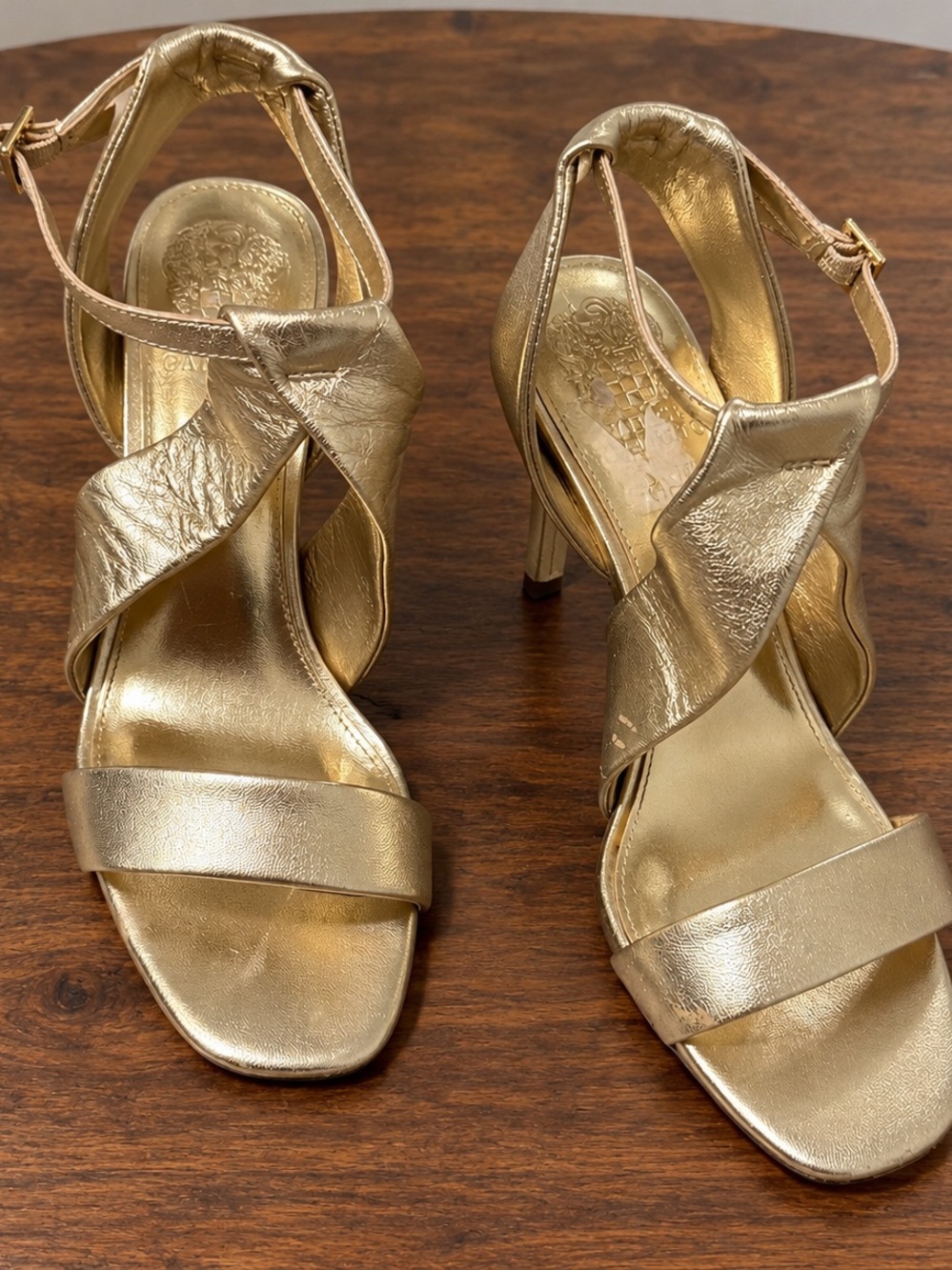 Vince Camuto Metallic Gold Strappy High Heel Sandals